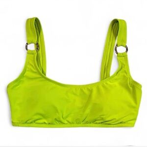 Michael Kors Lime Green Women's Bikini top size small gold metal logo circle
